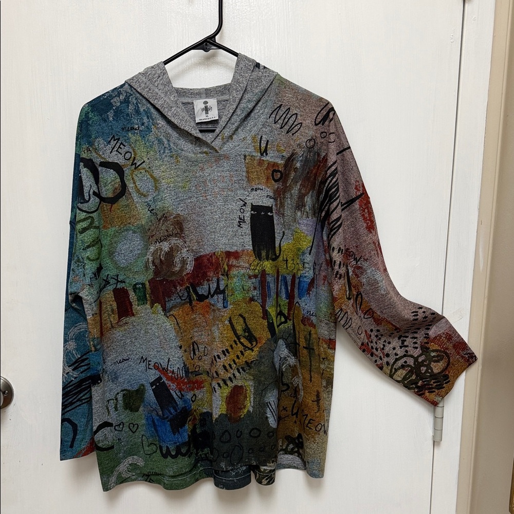 Inoah Artistic Multicolor “cat” Women's Tunic Top